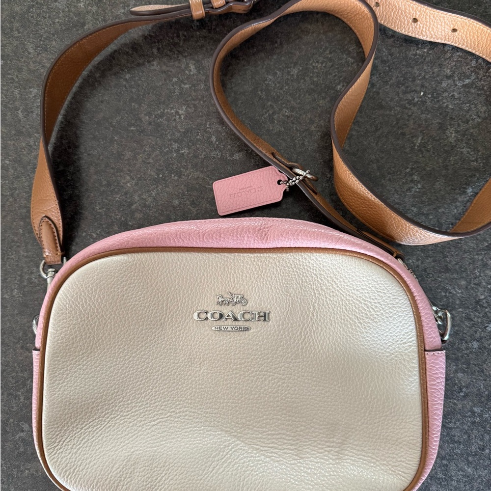 Coach Pink and Cream Crossbody Bag with Adjustable Strap